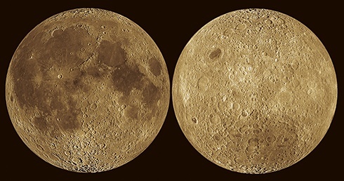 Strony Ksieżyca – widoczna (z lewej) i niewidoczna (z prawej)  – dość znacznie się od siebie różnią 