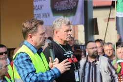 Piotr Duda, szef Solidarności i Stanisław Kłysz, przewodniczący związku w kopani "Brzeszcze"