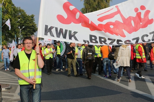 Protest rozpoczął się w Brzeszczach, gdzie w styczniu górnicy zaczęli jako pierwsi strajk w obronie kopalni