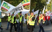 Manifestacja górników pod kopalnią "Brzeszcze"