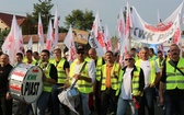 Manifestacja górników pod kopalnią "Brzeszcze"