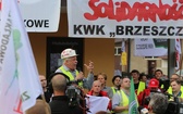 Manifestacja górników pod kopalnią "Brzeszcze"