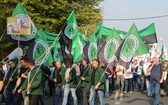 Manifestacja górników pod kopalnią "Brzeszcze"