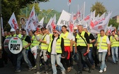 Manifestacja górników pod kopalnią "Brzeszcze"