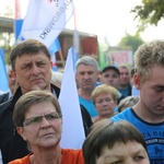 Manifestacja górników pod kopalnią "Brzeszcze"