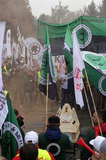 Protest górników w Rudzie Śląskiej