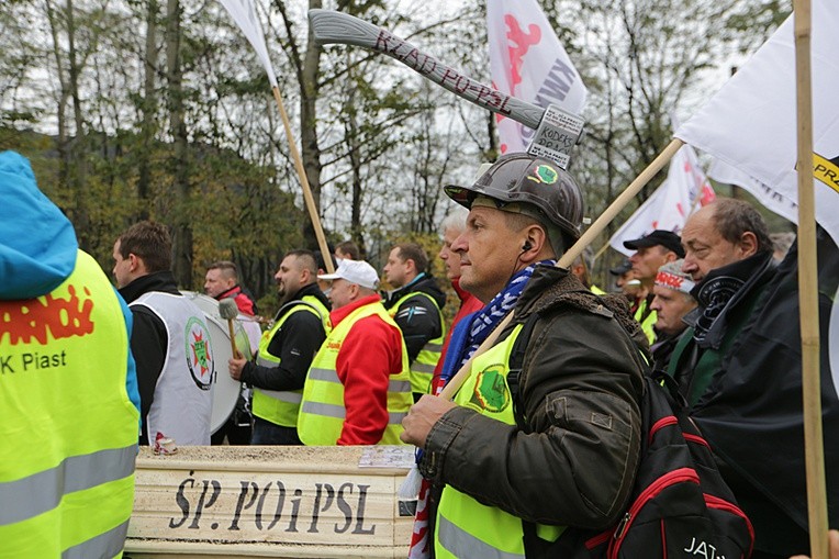 Protest górników w Rudzie Śląskiej
