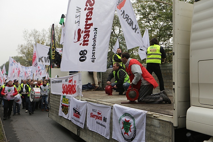 Protest górników w Rudzie Śląskiej