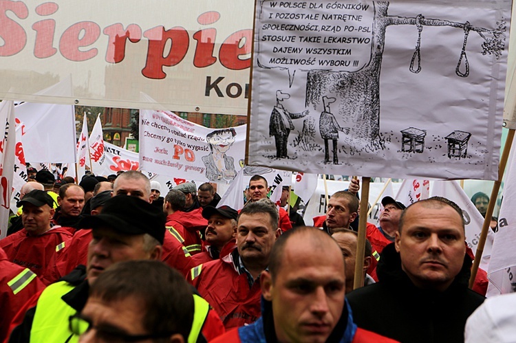 Protest górników w Rudzie Śląskiej