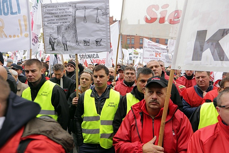 Protest górników w Rudzie Śląskiej