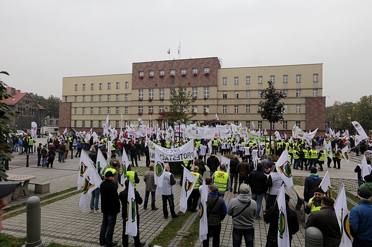 Protest górników w Rudzie Śląskiej