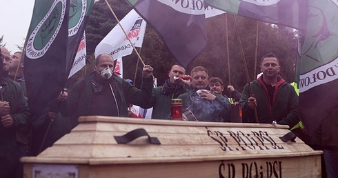 Protest górników w Rudzie Śląskiej