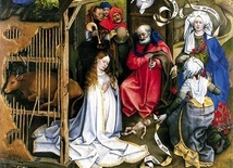 Robert Campin „Boże Narodzenie”  olej na desce, ok. 1435 Muzeum Sztuk Pięknych, Dijon