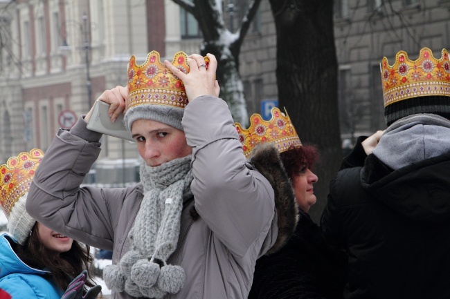 Krakowski Orszak Trzech Króli 2016 - człony niebieski i zielony