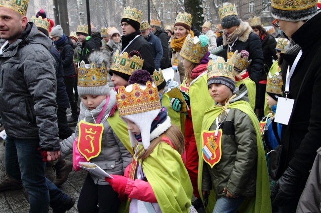 Krakowski Orszak Trzech Króli 2016 - człony niebieski i zielony