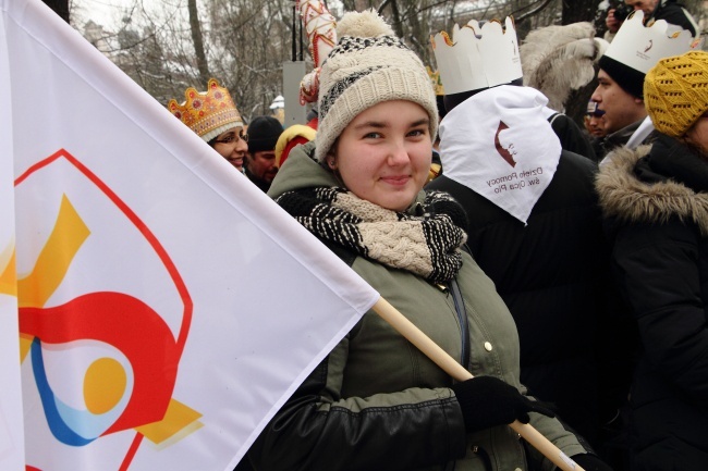 Krakowski Orszak Trzech Króli 2016 - człony niebieski i zielony