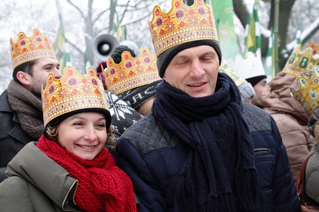 Krakowski Orszak Trzech Króli 2016 - człony niebieski i zielony