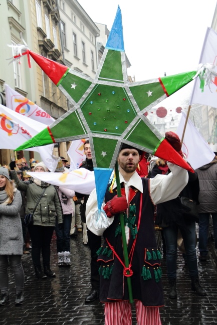 Krakowski Orszak Trzech Króli 2016 - człony niebieski i zielony