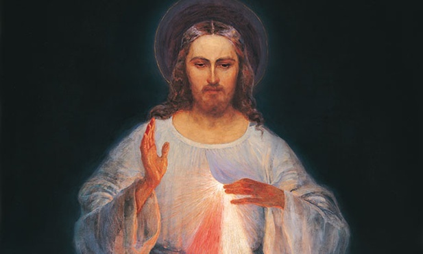 Pierwszy obraz Pana Jezusa Miłosiernego namalowany przez E. Kazimirowskiego wg wskazówek św. Faustyny. Obraz znajduje się w Wilnie 