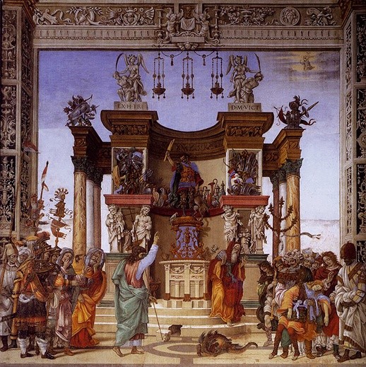 Filippino Lippi
Św. Filip wyrzuca smoka ze świątyni w Hierapolis
fresk, 1487–1502 
kościół Santa Maria Novella, Florencja