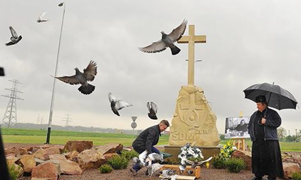 Gołębie pokoju na Polu Miłosierdzia