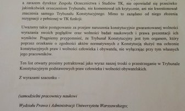 Prawnicy z UW w obronie prof. Zaradkiewicza