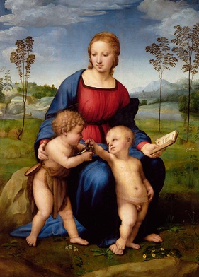 Rafael (Raffaello Santi, zwany też Sanzio)Madonna ze szczygłem olej na desce, 1505–1506, Galeria Uffizi, Florencja