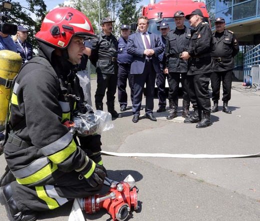 Ćwiczenia straży pożarnej przed ŚDM