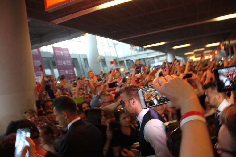 Powitanie piłkarzy na Okęciu