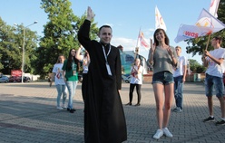 Powitanie włoskich pielgrzymów w Łowiczu