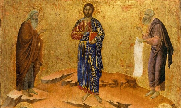 Duccio di Buoninsegna "Przemienienie Pańskie". Tempera na desce, 1308–1311, National Gallery, Londyn