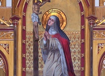 ▲	Obraz św. Jadwigi Śląskiej z neogotyckiego ołtarza głównego w kościele św. Jadwigi w Brzezince (1890 – 99).