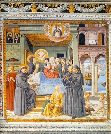 Benozzo Gozzoli Śmierć świętej Moniki  fresk, 1464–1465 kościół San Agostino, San Gimignano