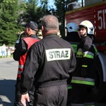 Pożar kościoła w Jawiszowicach - ćwiczenia strażaków