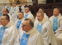 	Księża przewodnicy pielgrzymek jasnogórskich w bazylice hałcnowskiej.
