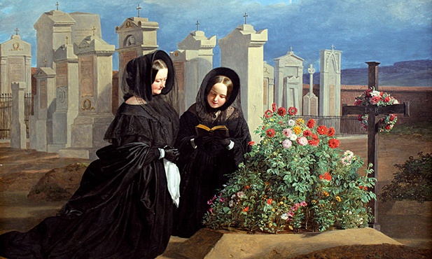 Ferdinand Georg Waldmüller "Zaduszki" olej na desce, 1839 Stara Galeria Narodowa, Berlin