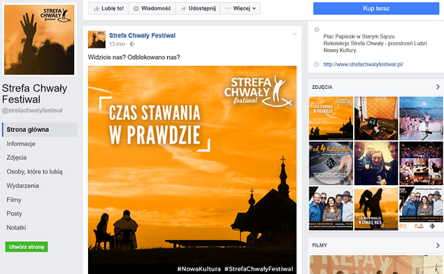 Facebook odblokował katolicki fanpage