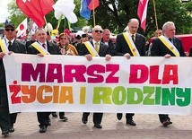 Tarnobrzescy Rycerze Kolumba podczas tegorocznego Marszu  dla Życia i Rodziny.
