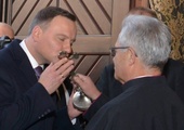 Prezydent Andrzej Duda w piekarskiej bazylice