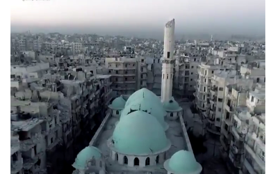 Zrujnowane Aleppo z lotu ptaka
