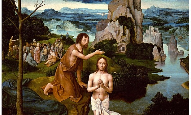 Joachim Patinir "Chrzest Chrystusa" olej na desce, 1515–1524 Muzeum Historii Sztuki, Wiedeń