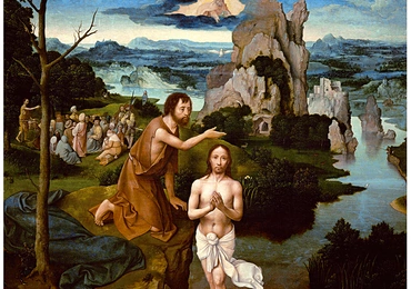 Joachim Patinir "Chrzest Chrystusa" olej na desce, 1515–1524 Muzeum Historii Sztuki, Wiedeń