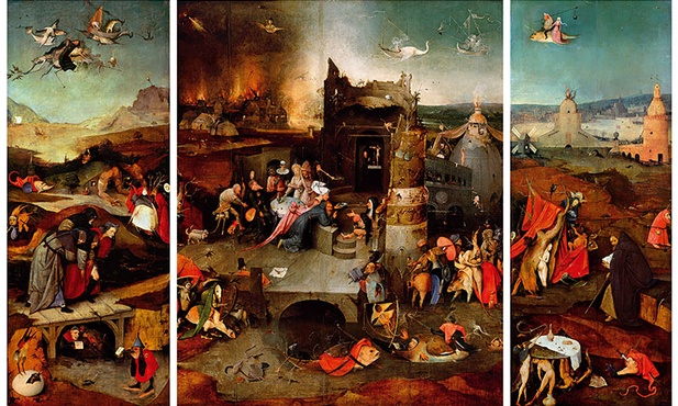 Hieronymus Bosch 
Kuszenie świętego Antoniego
 olej na desce, 
ok. 1501
Narodowe Muzeum Sztuki Dawnej, Lizbona