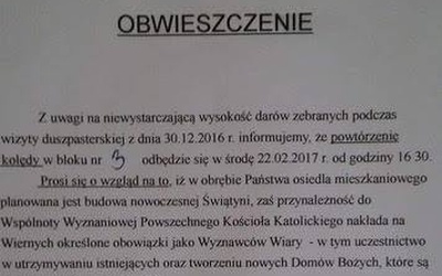 Fałszywe ogłoszenie o ponownej kolędzie