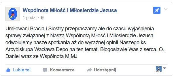 Wspólnota z Czatachowy odwołuje spotkania modlitewne