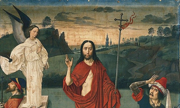 Dirk Bouts starszy "Zmartwychwstanie", tempera na płótnie, ok. 1455 r. Muzeum Norton Simon, Pasadena.