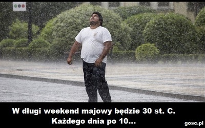 W długi weekend 30 st. - Każdego dnia po 10 - memy pogodowe