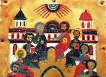 Autor nieznanyZesłanie Ducha Świętegoemalia komórkowa na złocie, XII w.Muzeum Sztuk Pięknych, Tbilisi (Gruzja)