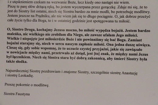 10. Noc Cracovia Sacra - wystawa listów św. s. Faustyny