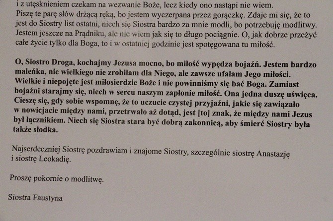 10. Noc Cracovia Sacra - wystawa listów św. s. Faustyny